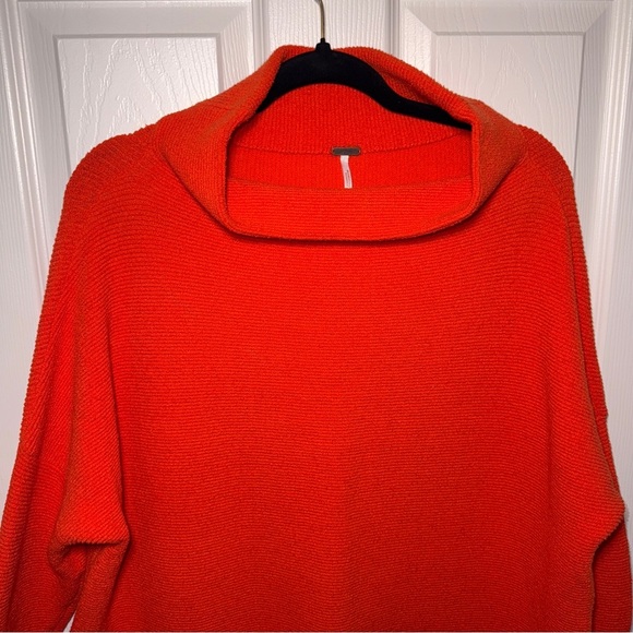 Free People Oversized Orangish-Red Mock Neck Sweater - Picture 5 of 16